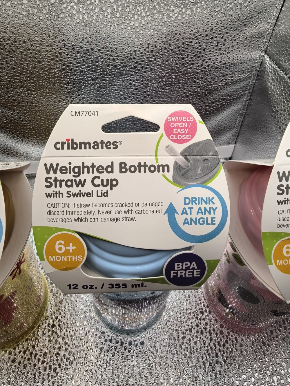 Cribmates Weighted Bottom Straw Cup with Swivel Lid - Light Blue
